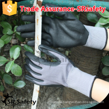 SRSAFETY 13G knitted nylon coated black normal foam nitrile gloves,unbreathable/black safety nitrile working gloves